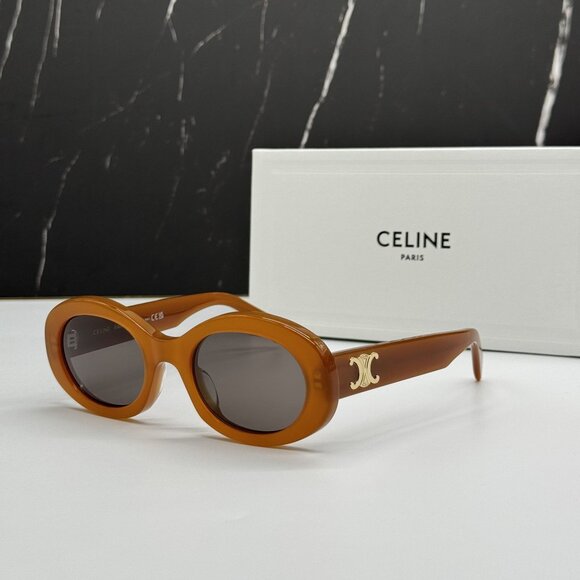 NEW CELINE CL40194U 45A ORANGE WOMEN OVAL SUNGLASSES CELINE - Picture 2 of 10